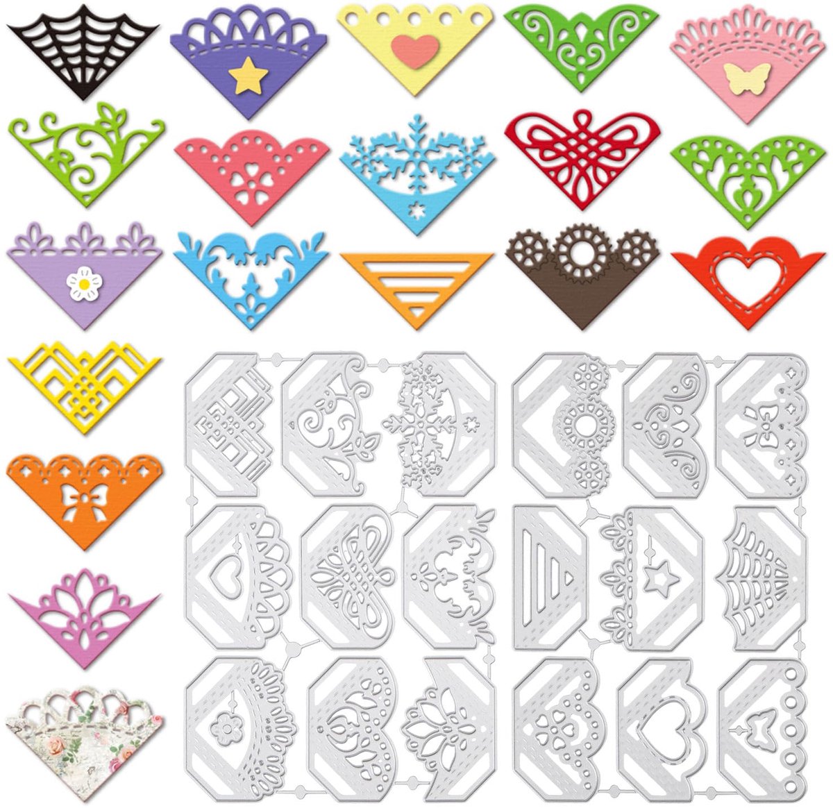Verschillende Boekhoeken Snijden Matrijzen Voor DIY Scrapbooking Bloemen Vlinder Hoeken Metalen Die Cuts Fotolijst Cut Stencils Voor Halloween Kaart Maken Embossing Album Kerst Craft Decor