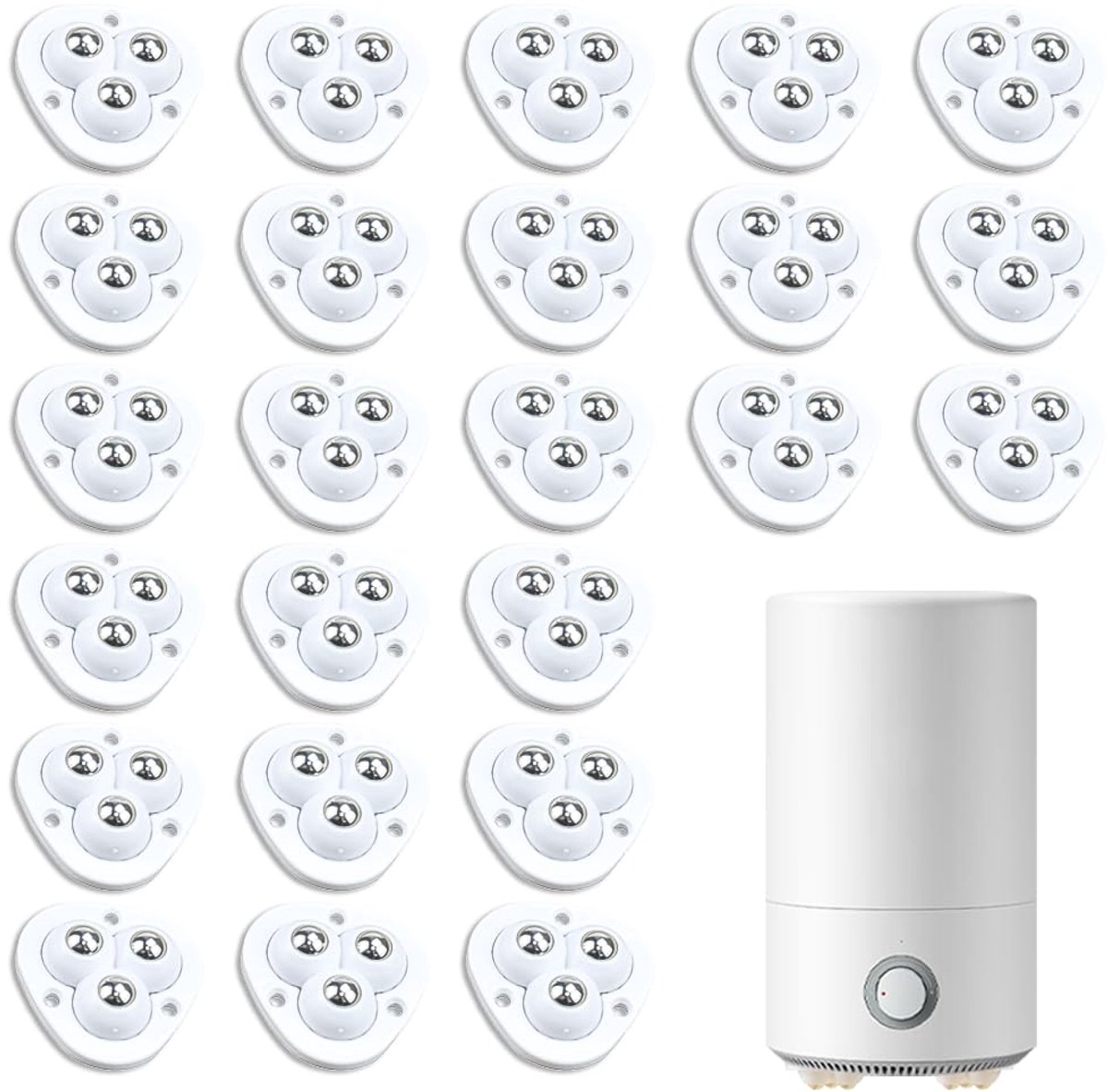 28 stuks witte kleefrollen voor meubels, stalen kogelrollen voor meubels, draaibare wielen, klein, zelfklevend, 360 graden voor kleine meubels, tafel, doos, 28 x stickers
