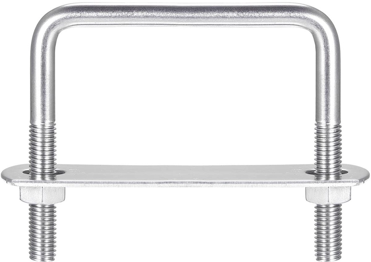 sourcing map U-bouten, 3 stuks, M8 x 32 mm x 100 mm, U-beugel, U-schroeven, vierkante beugelschroef 304 roestvrij staal, met moer, platen, klemschroef voor dakkoffer, omheining, auto slepen