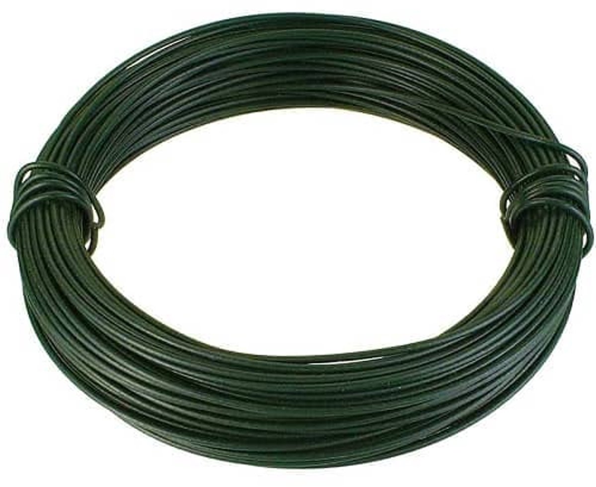 Verzinkt ijzerdraad, bloemendraad, tuindraad, rol van kunststofgecoat staaldraad, flexibele binddraad, knutseldraad, diameter 2,5 mm, lengte 5 m, groen