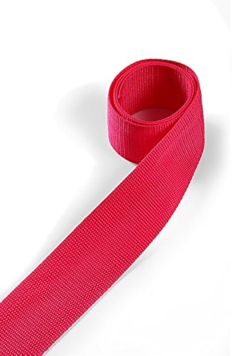 Gemaakt van polypropyleen 20 mm breed, 12 meter lang, Kleur: 12 - Frambozenrood | ook 25mm, 30mm, 40mm of 50mm breed | in 4 meter of 12 meter | 30 kleuren