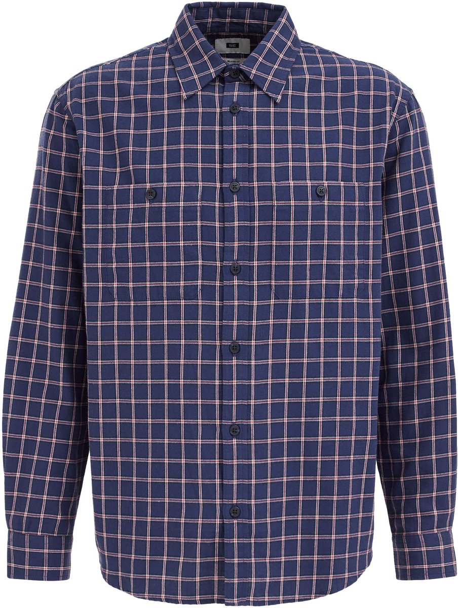 WE Fashion Heren relaxed fit flannelen overhemd met ruit