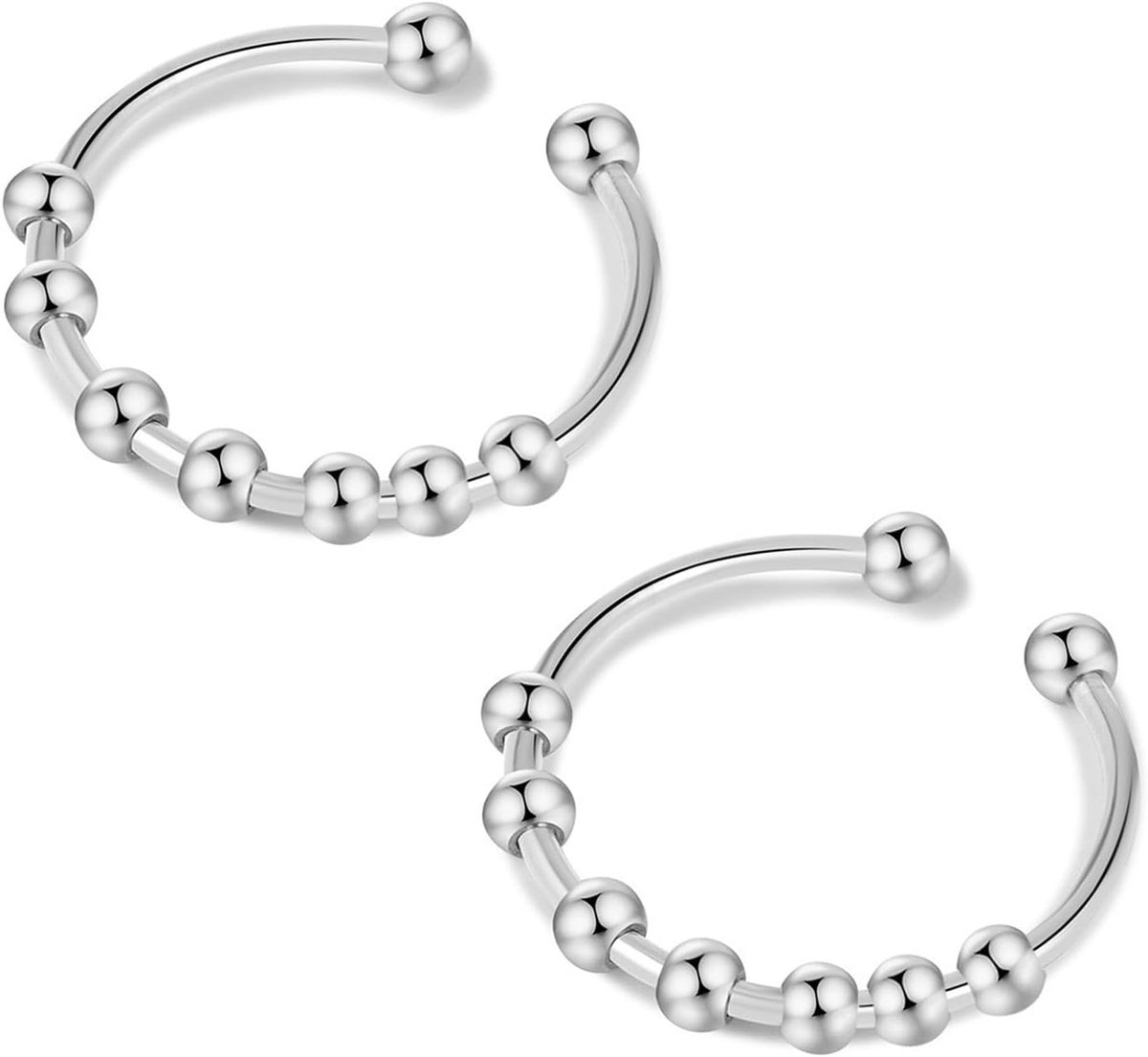 Anti-angst Ring, Roestvrij Staal, Anti-angst, Ring, Duimring Dames, 2 Stuks