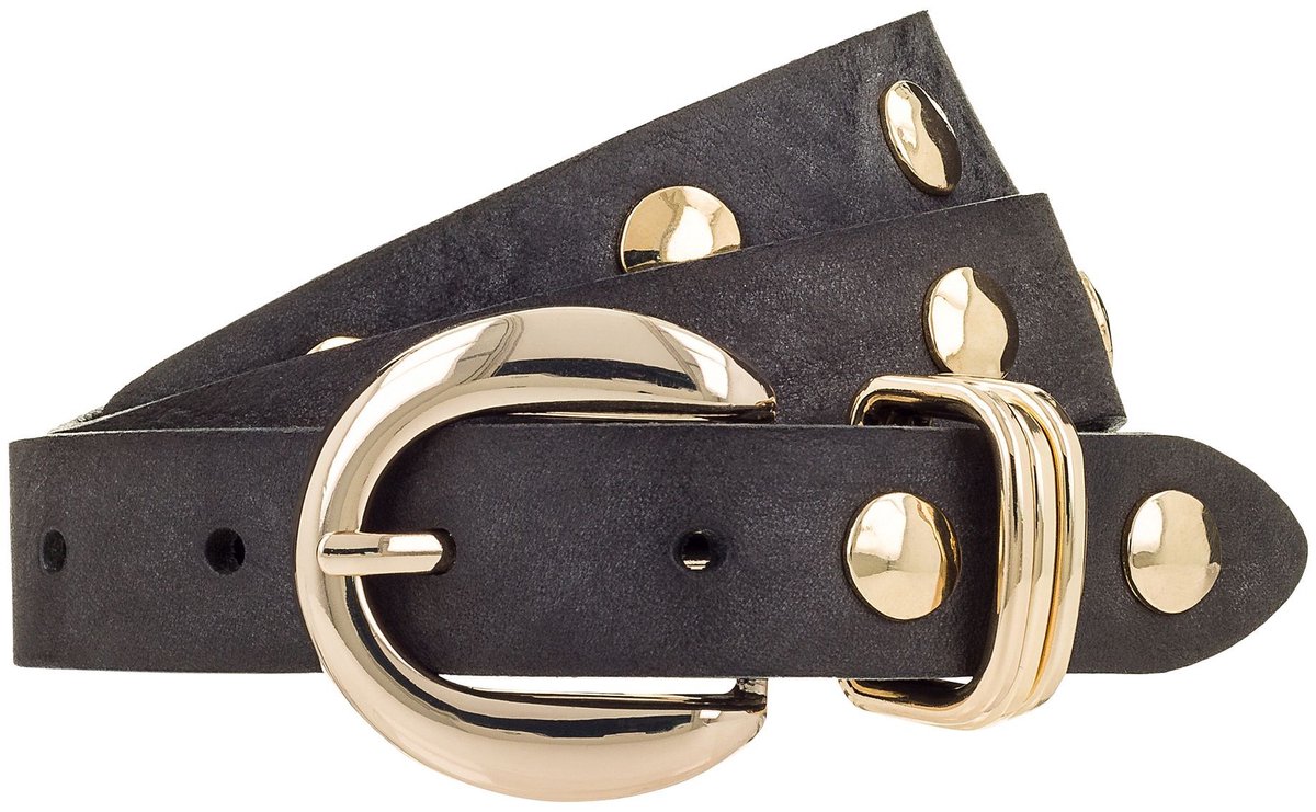 b.belt Studded belt Leder - Dames - 80 cm - black