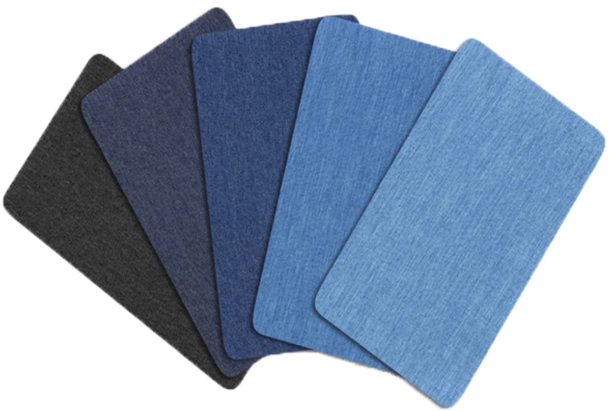 Jeans Denim Patches, Sterkste Lijm Denim Iron-on Jean Patches, Blauwe Denim Iron On Patches voor Inside Jeans en Kleding Reparatie, 5 Kleuren (Donkerblauw, Hemelsblauw, Zwart, Lichtblauw, Koningsblauw)