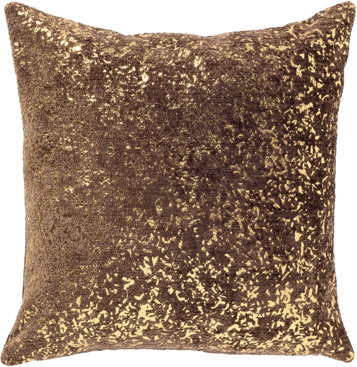 Dutch Decor FLOW - sierkussen 45x45 cm - chenille - metallic - Chocolate Martini - bruin, goud - Inclusief binnenkussen - Luxe kussens voor woonkamer & bank