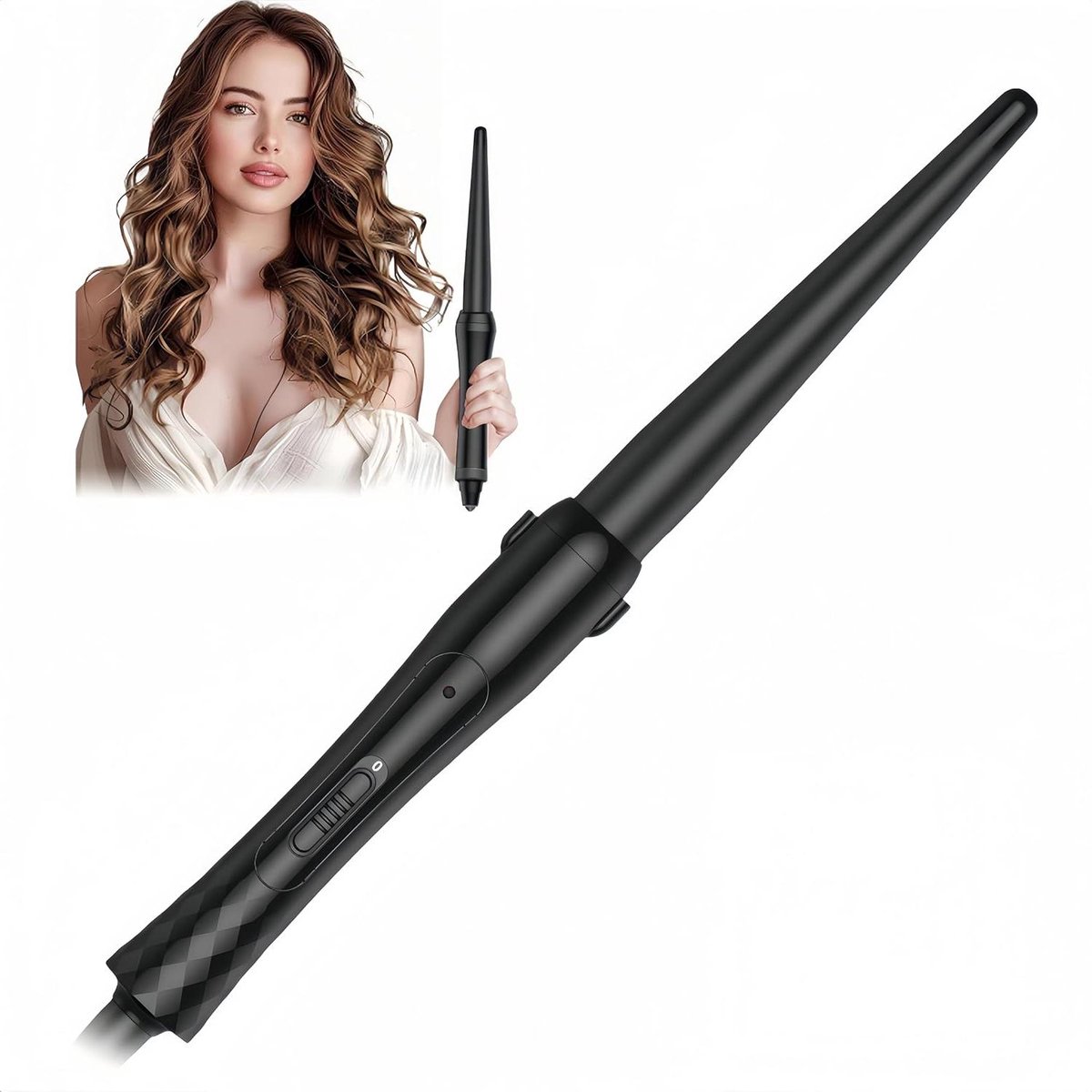 Krultang Conisch Keramisch - Haarstyler Krulapparaat - Haar Krullen Maken - Tourmaline Keramische Coating - 28 cm Lengte - Zwart