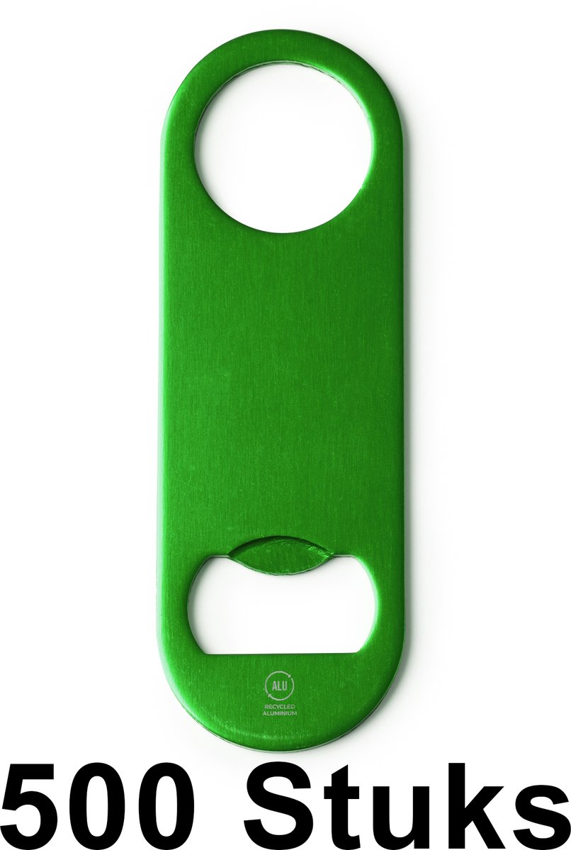 500 pack voordeel pakket Klassieke opener van gerecycled aluminium DAVY 1396 Groen