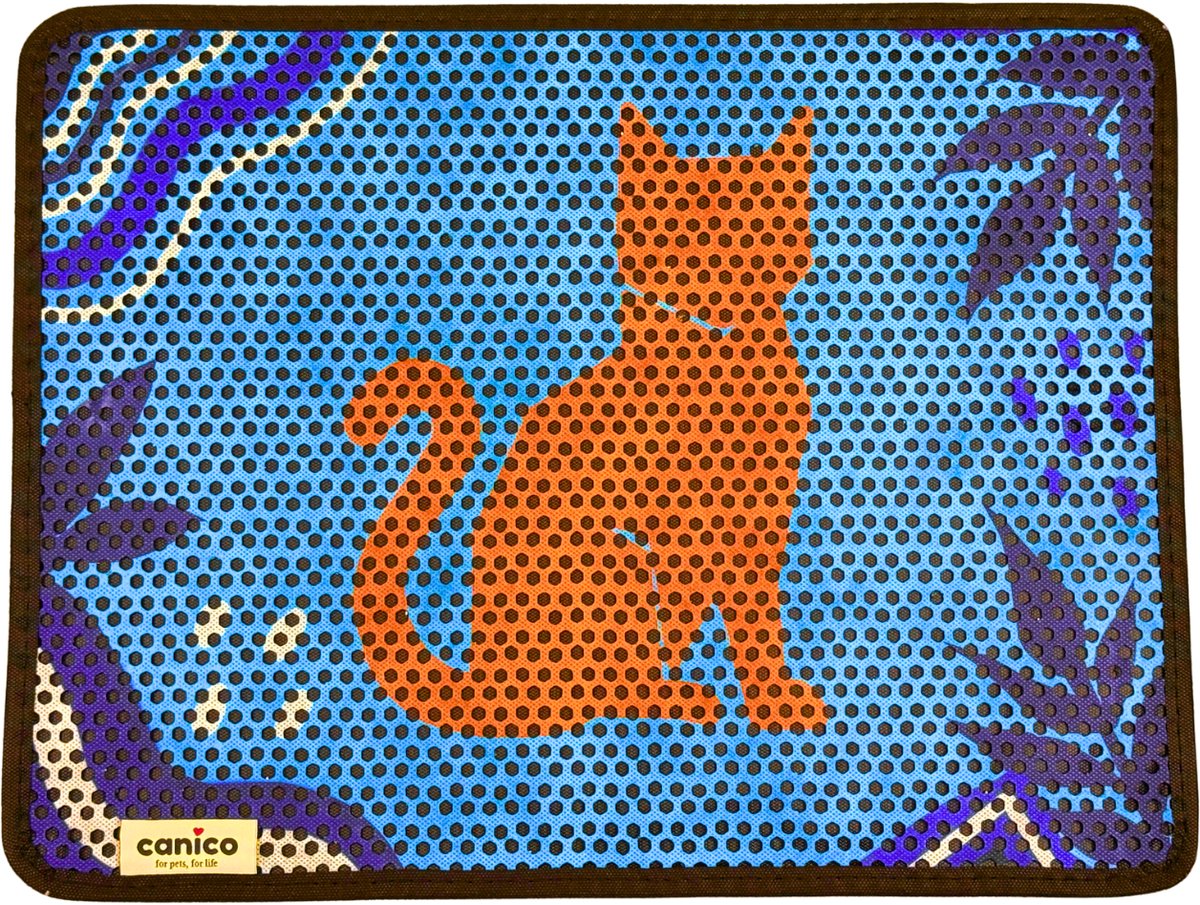 Canico Kattenbakmat - Uitloopmat - Oranje Kat Blauw - 60 x 45 cm