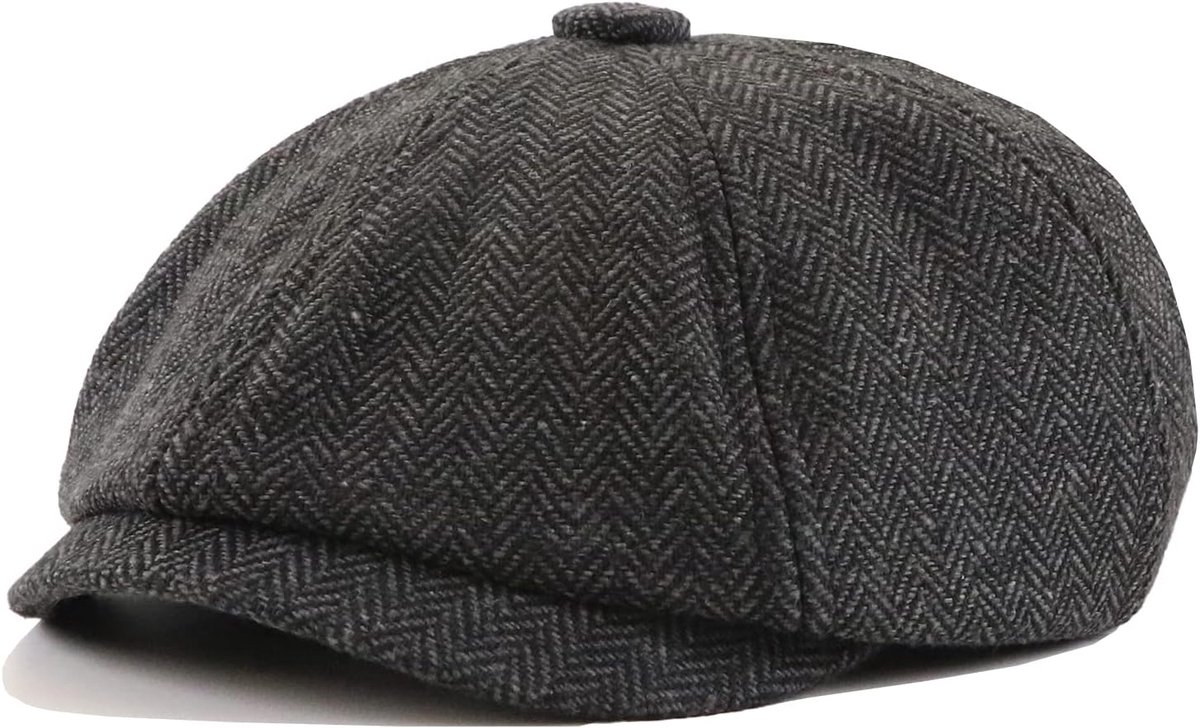 Platte wintermuts voor heren, beanie-muts voor heren, baret met visgraatpatroon, Ierse baker Boy, platte hoed, Newsboy-pet