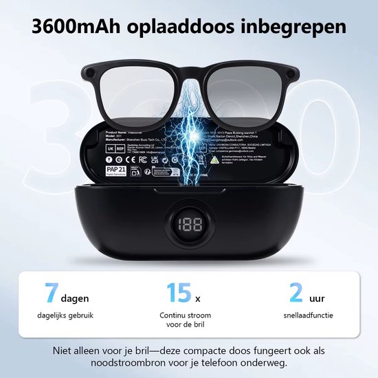 Cherrys Finds - Smart Bril met Camera - Ai Smart Glasses - Ai Slimme Zonnebril - Hd Spycam - Smartglasses met Bluetooth - AI Smart Glasses Met Camera - Zwart — afbeelding 4