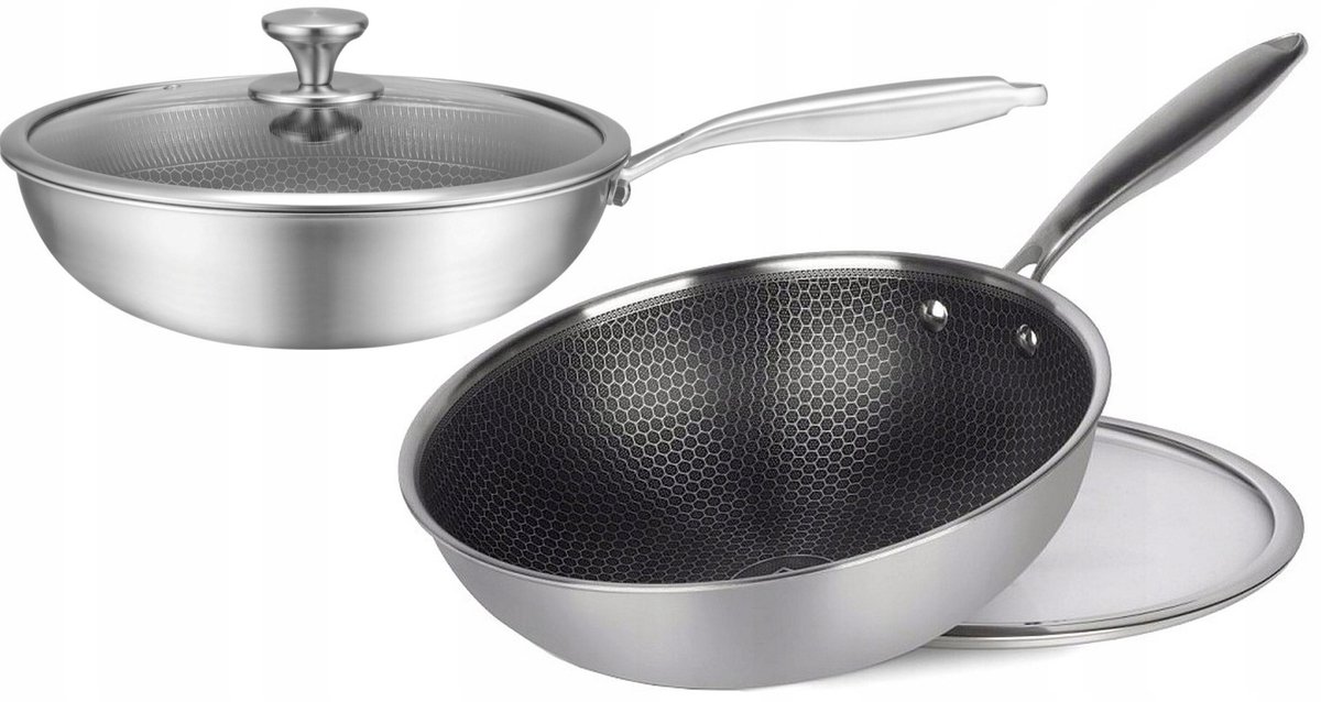 Diepe Wokpan met Honingraat Coating - 30cm / 5.2L