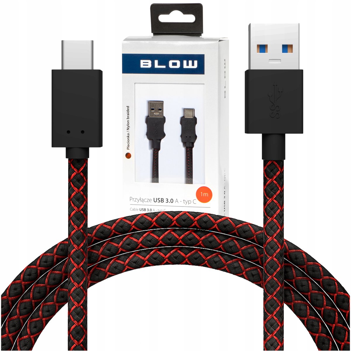 USB-A naar USB-C Kabel 1M - Snelladen QC 3.0 - Gevlochten Zwart