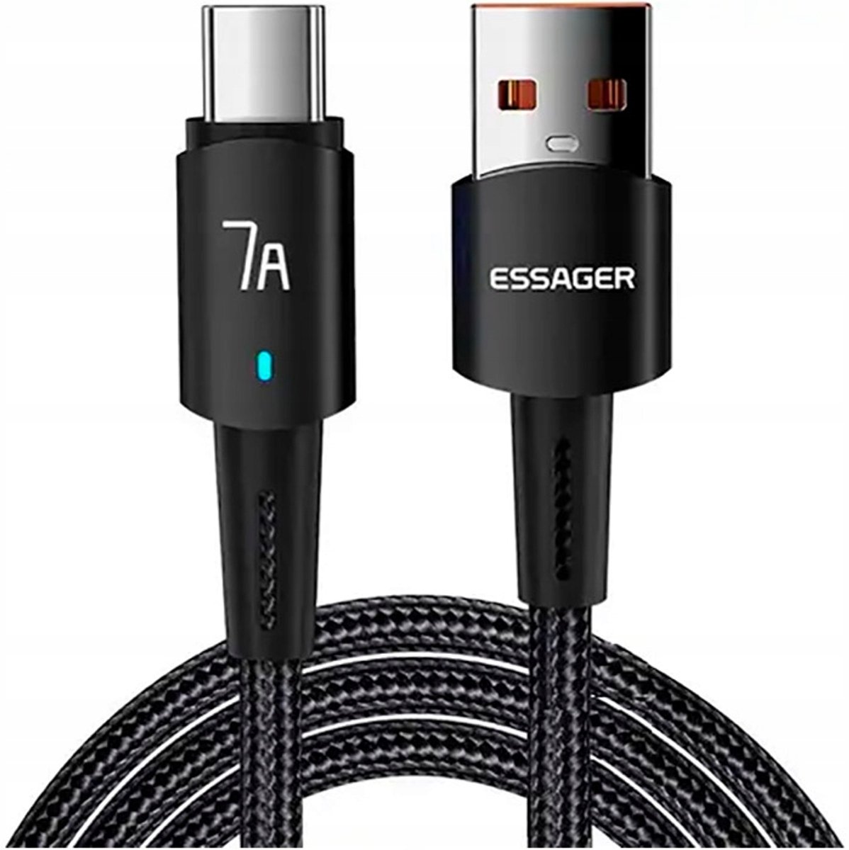 Essager USB-A naar USB-C Kabel 7A 80W QC3.0 2m Zwart