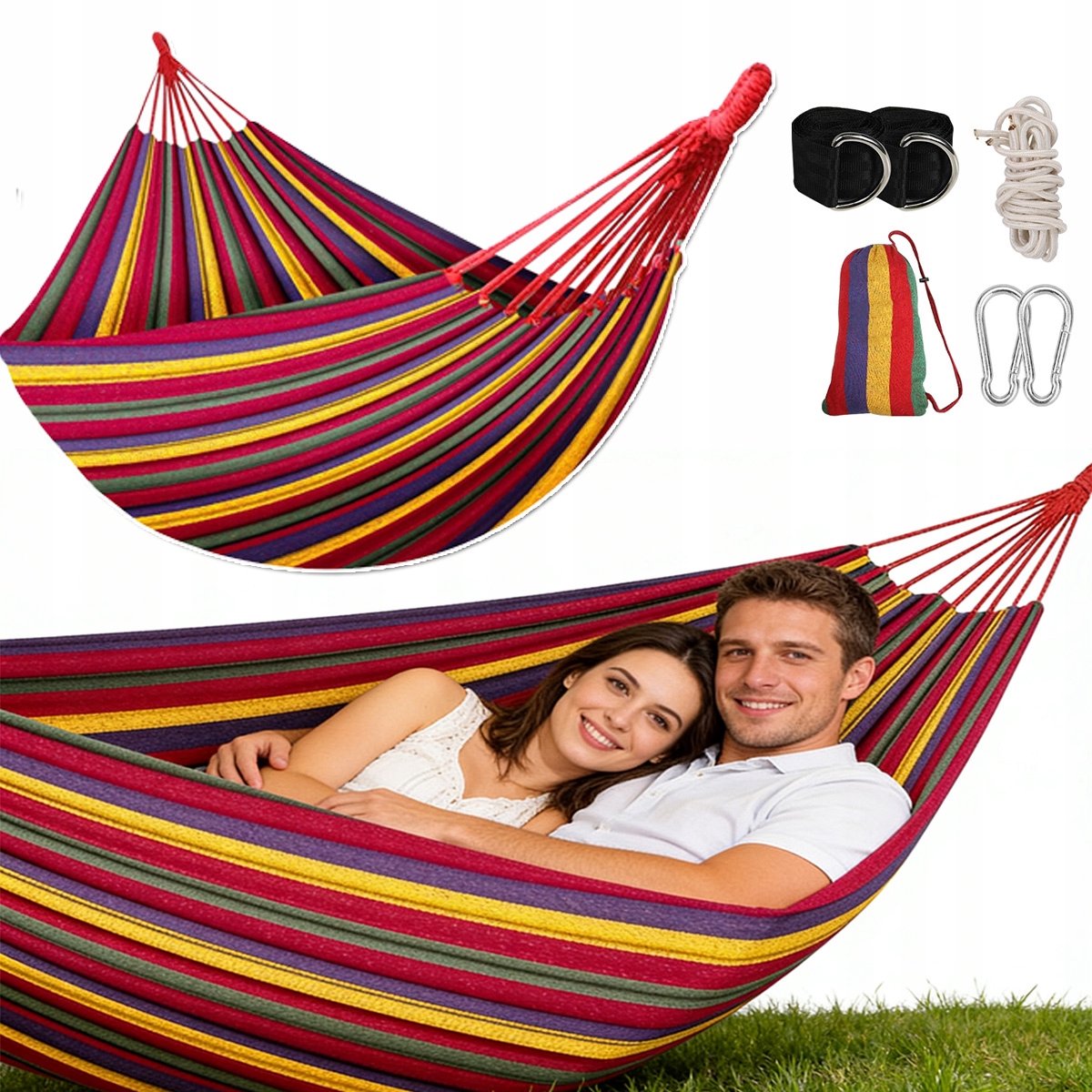 XXL Braziliaanse Hangmat 270x150cm voor 2 Personen - Incl. Jij sleept