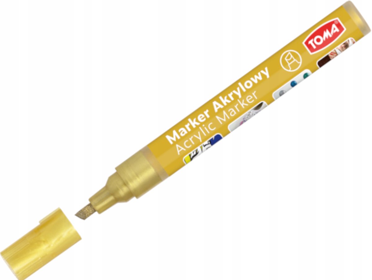 Toma TO-403 Acryl Marker - Gouden Kleur, Schuin Punt (1-3 mm)