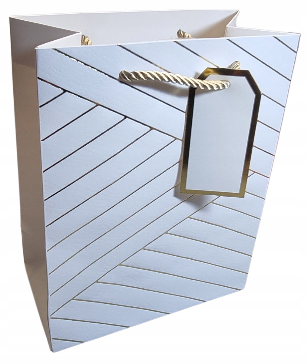 Luxe Cadeautas Maat M - Wit met Gouden Geometrisch Patroon