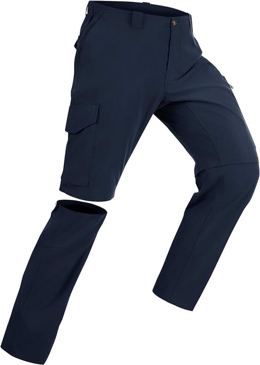 33,000ft Wandelbroek voor heren, afritsbroek, ademend, afneembaar, stretch, outdoorbroek met 6 zakken, zomer, functionele broek, sneldrogend, lichte korte broek voor wandelen, fietsen