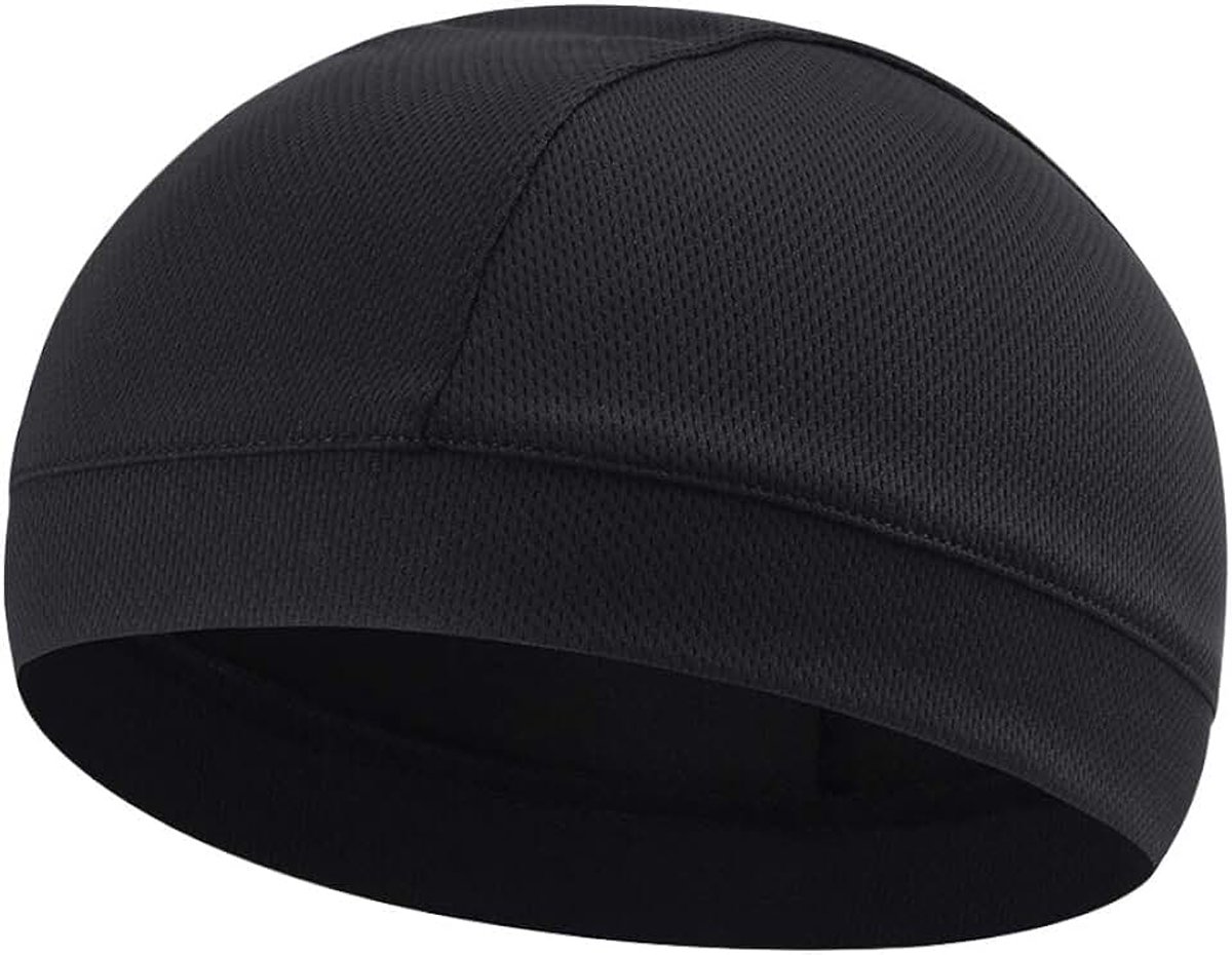 Uniseks modieuze bandana cap lichte zomer onderhelm muts UV-bescherming helmmuts hoofddoek ademend hoofddeksel bikerhoed voor sport outdoor fietsen motorfiets wielrennen, zwart, z