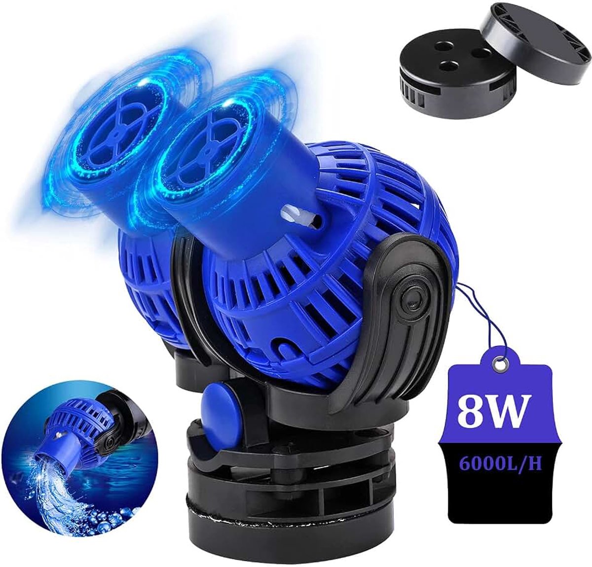 Aquarium stroompomp Wavemaker 6000L/H 8Watt circulatiepomp golfpomp JVP-230 WAVE MAKER 360 ° draaibaar voor 80 ~ 100 cm zoet- en zoutwateraquaria