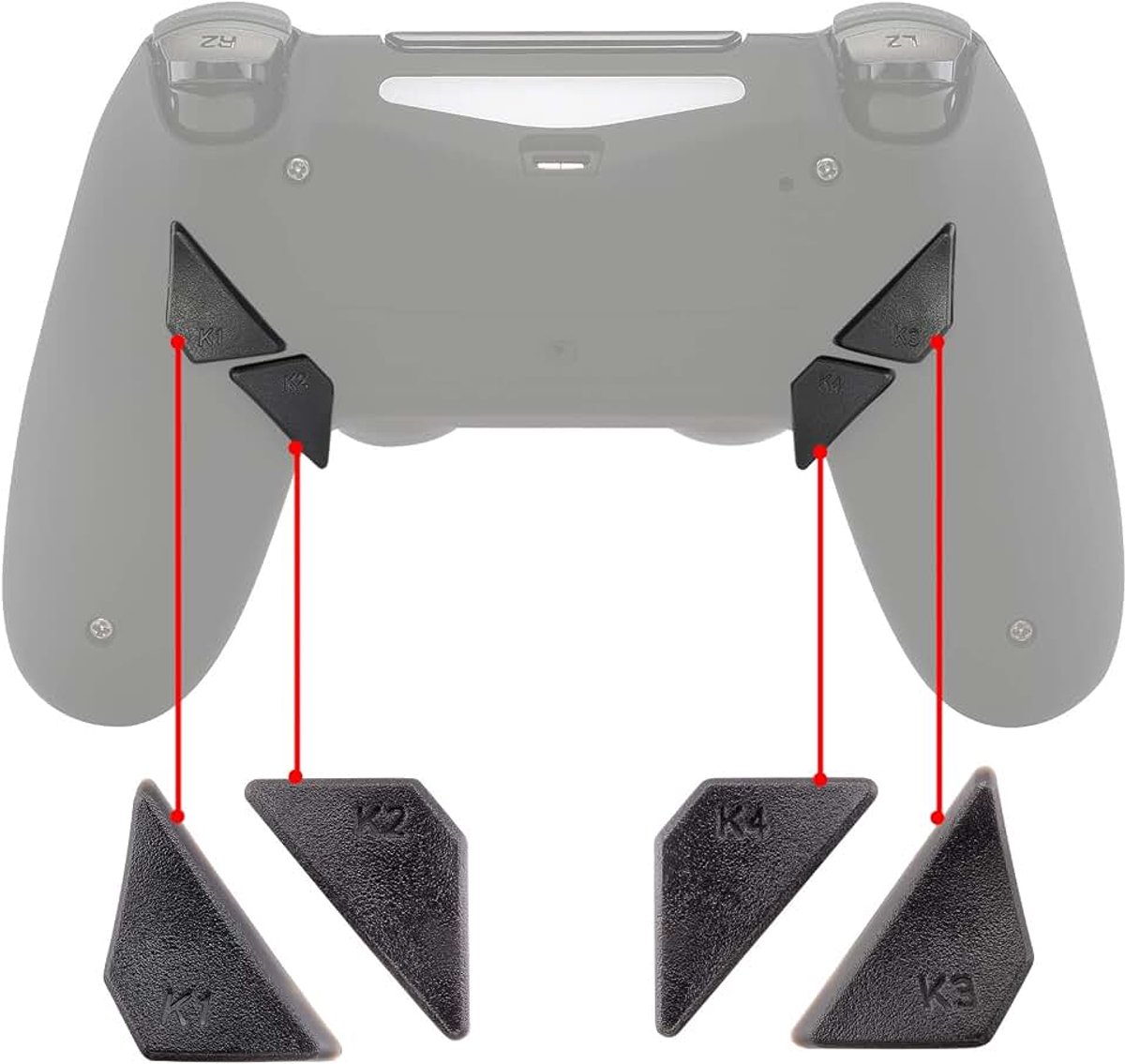 Vervanging Opnieuw ontworpen Terug Knoppen K1 K2 K3 K4 Peddels voor ps4 eXtremeRate Controller Dawn Remap Kit