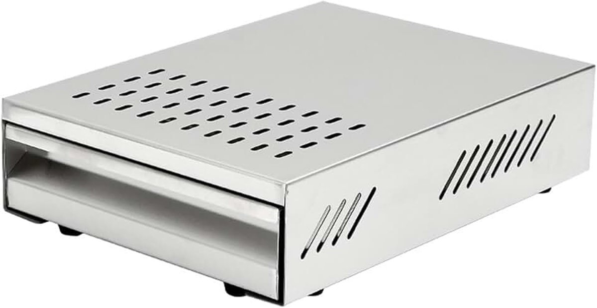 Afklopbak met lade – roestvrijstalen knock box met rubberen stang en antislipvoetjes, koffiediklade voor portafiltersmachine (roestvrij staal naturel, klein)