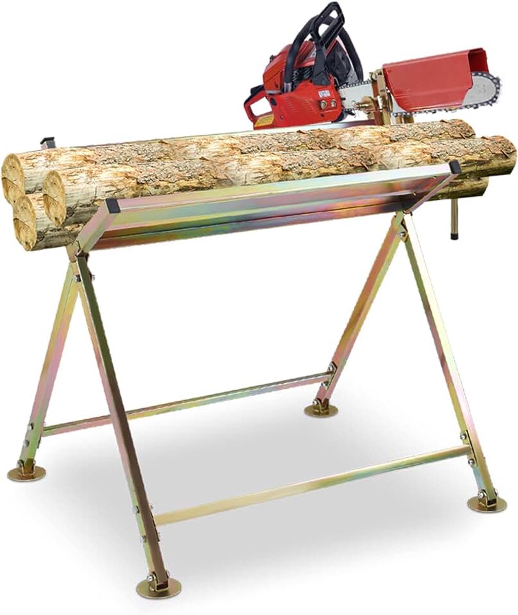 Zaagbok met kettingzaaghouder, kettingbescherming, meetlat, tot 150 kg, 81x72x78,5 cm, vouwbare zaagstandaard Geschikt voor zagerijen, werkplaatsen