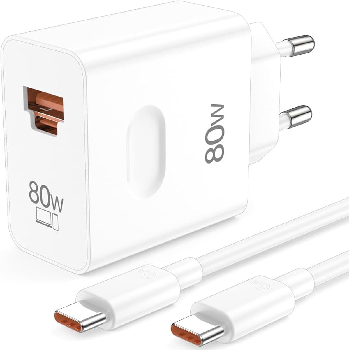 80 W Super-Charge oplader voor Honor 600 Pro 600 Magic6 Pro RSR | 2-poorts USB C-oplader met PD 80W USB-kabel C 6A 1M voor Honor 500 Pro 5G Magic V6 200 Lite Magic7 6 Lite Pro 90 Lite X6b X8b