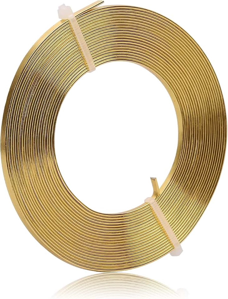 Draad - 3 x 1 mm - 5 meter brede platte sieradenhandwerksdraad voor vatting, modelleren, armatuur, sieraden maken - goud