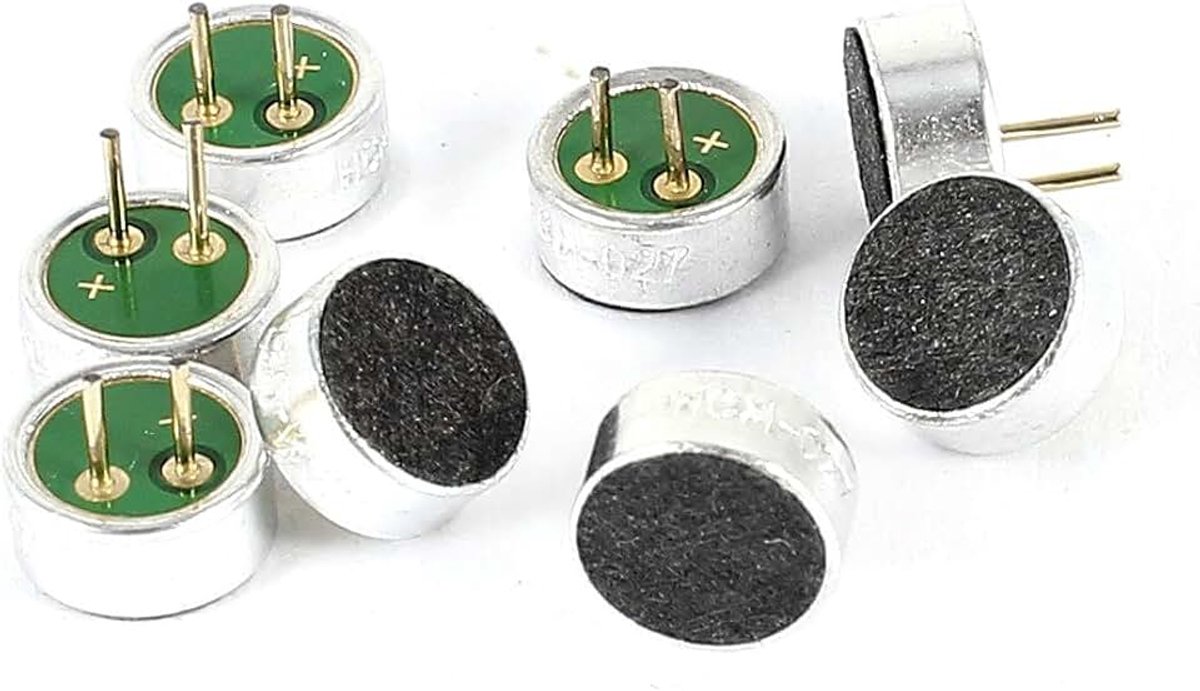 Sourcing map 8 stuks 2 pins solderen electret condensator microfoon pick-up 6mm x 2.7mm de