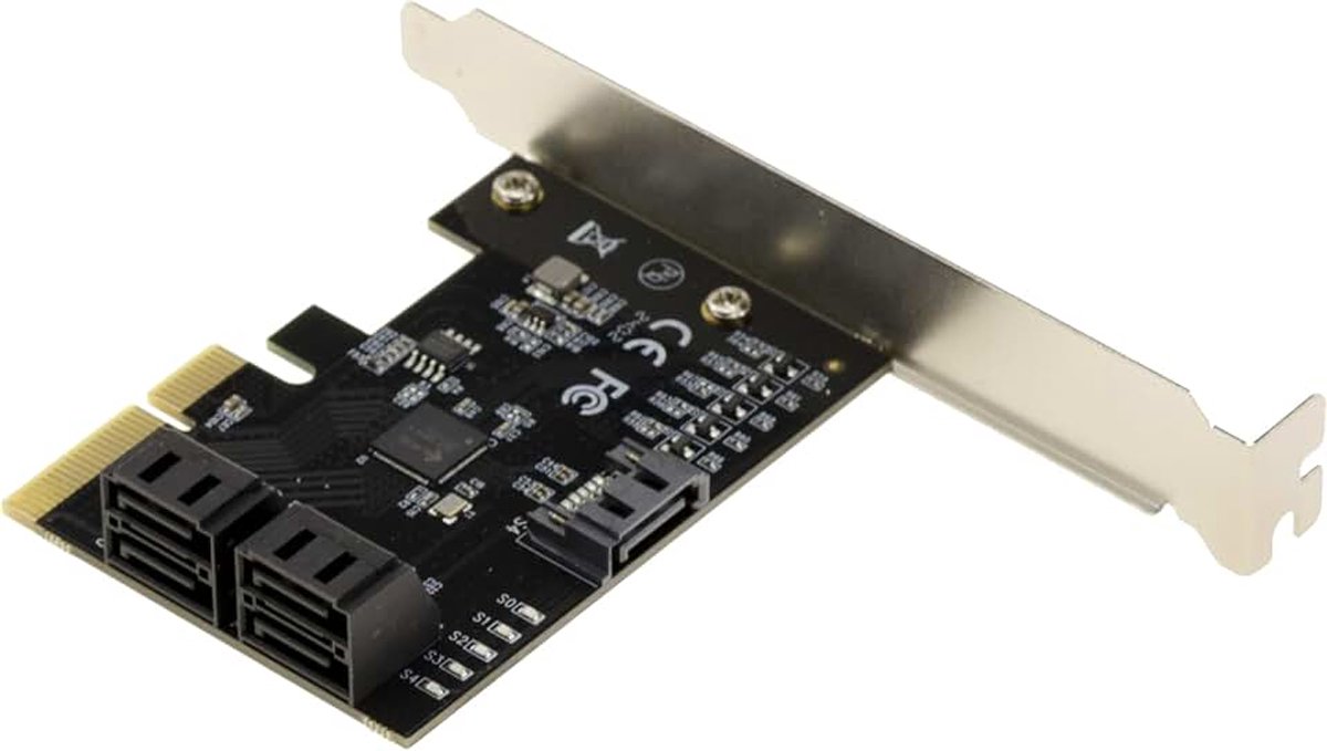 PCIe 3.0 x4-controllerkaart met 5 poorten voor SATA 3.0 6G harde schijven CHIPSET JMB585