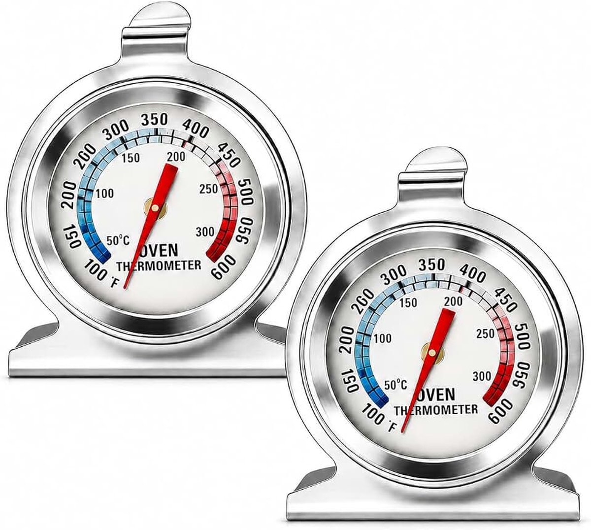 Oventhermometer, analoge oventhermometer van roestvrij staal, als braadthermometer, oven, vleesthermometer, analoog voor grill en fornuis, thermometer binnen