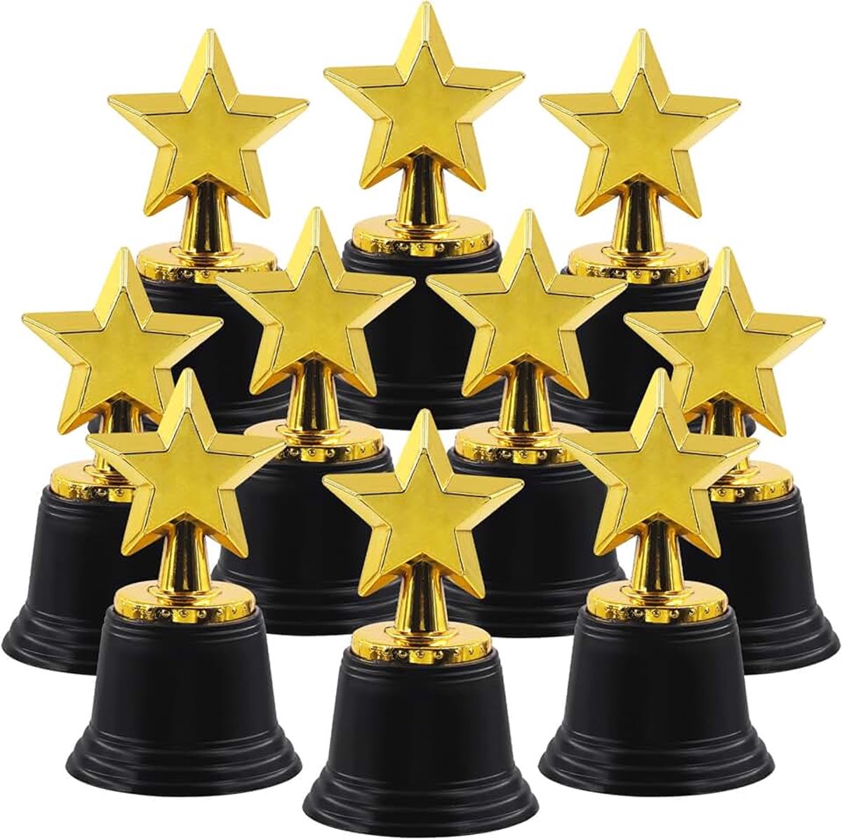 10 stuks kunststof Star Trophy Awards assortimentskit, gouden prijstrofeeën voor sport, wedstrijden, talentenjacht en feesten, wedstrijden voor kinderen en volwassenen