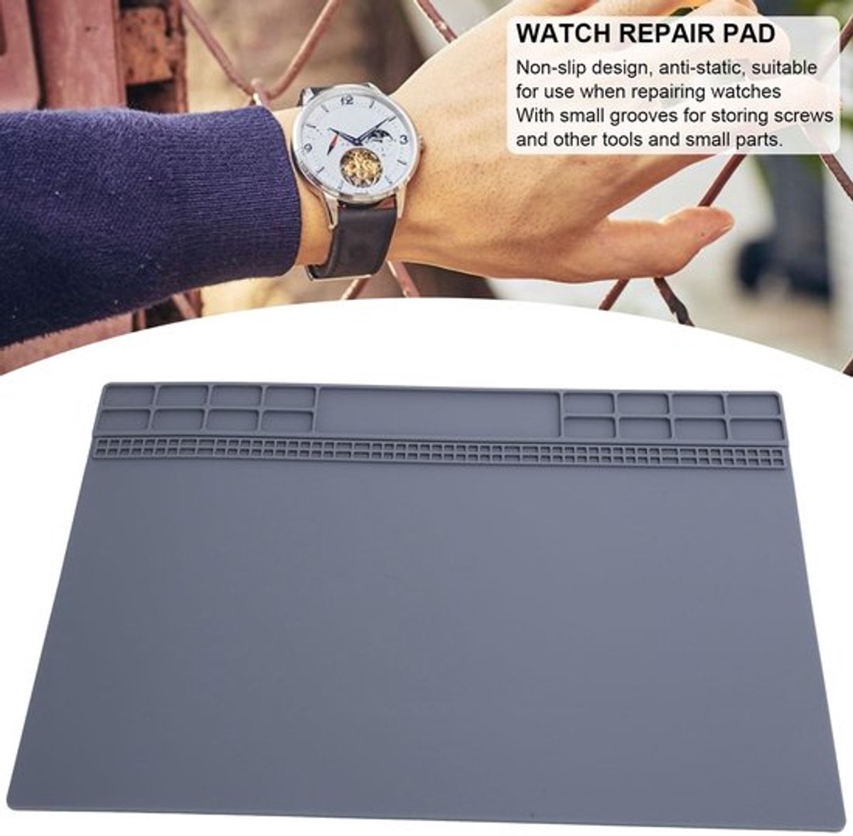 Reinigingsstokjes - Horlogeaccessoires - Rubber mat antislip - Horloge reparatietafelpad - Onderhoudsaccessoire - Corrosiebestendig materiaal - Horloge Reparatie Pad