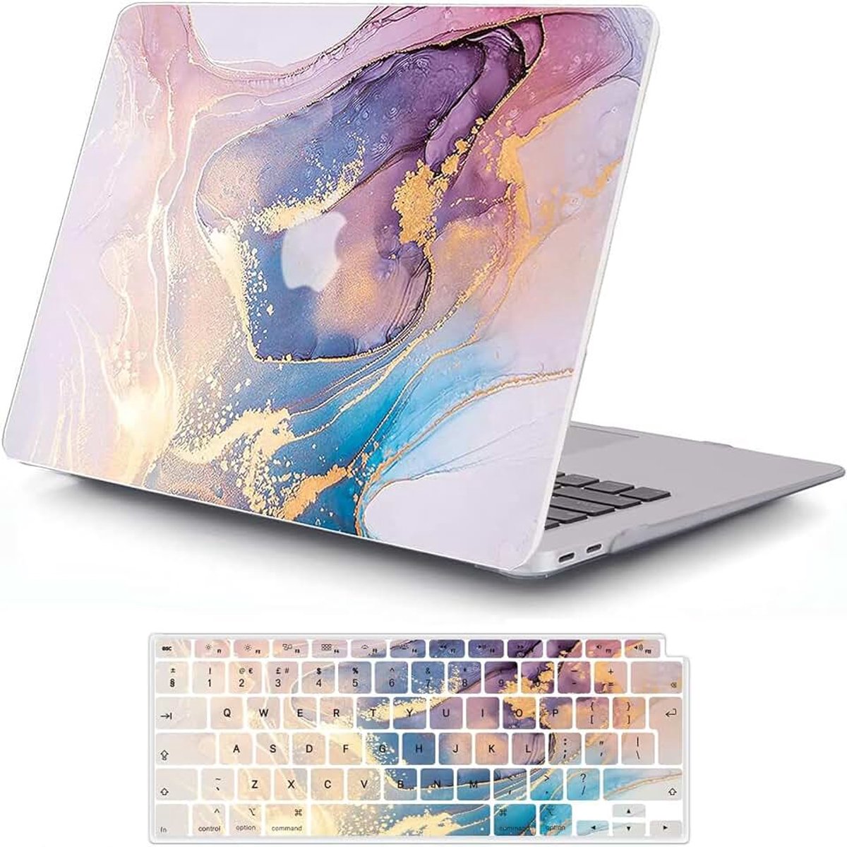 Hoesje voor MacBook Air 13,6 duim M5 2026 M4 2025 M3 M2 2024-2022 A3449 A3240 A3113 A2681 met Touch ID & Vloeibaar Retina-display, Rubberen Plastic Harde Behuizing & Toetsenbordhoes, White Gold