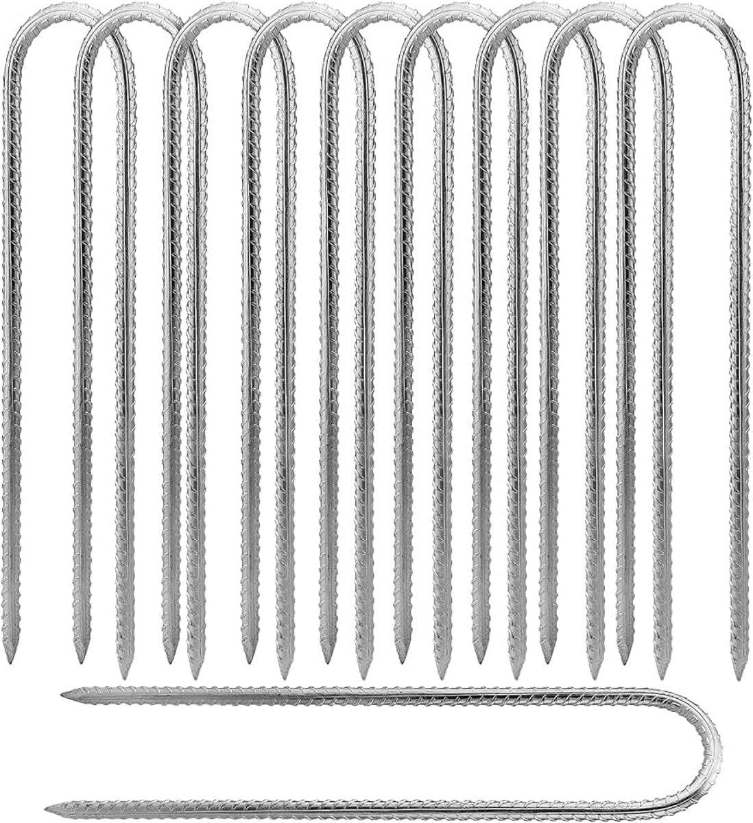10 stuks Grondpennen Bodempennen 30 cm verzinkt, U-vormige Zeltheringe met beitelpunt, Heringe Grondpennen Stabiel voor trampoline, tenten, camping, portieken