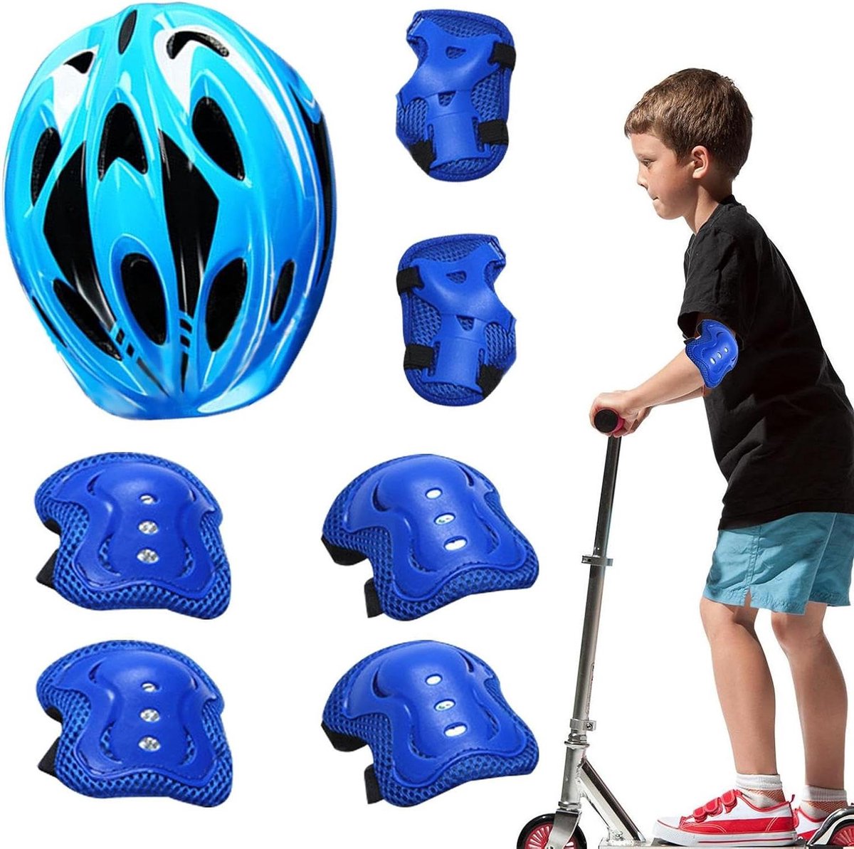 Kinder Beschermingsset - Valbescherming Kinderen - Buitenspelen - 7 Delige Set - 3-12 Jaar - Blauw