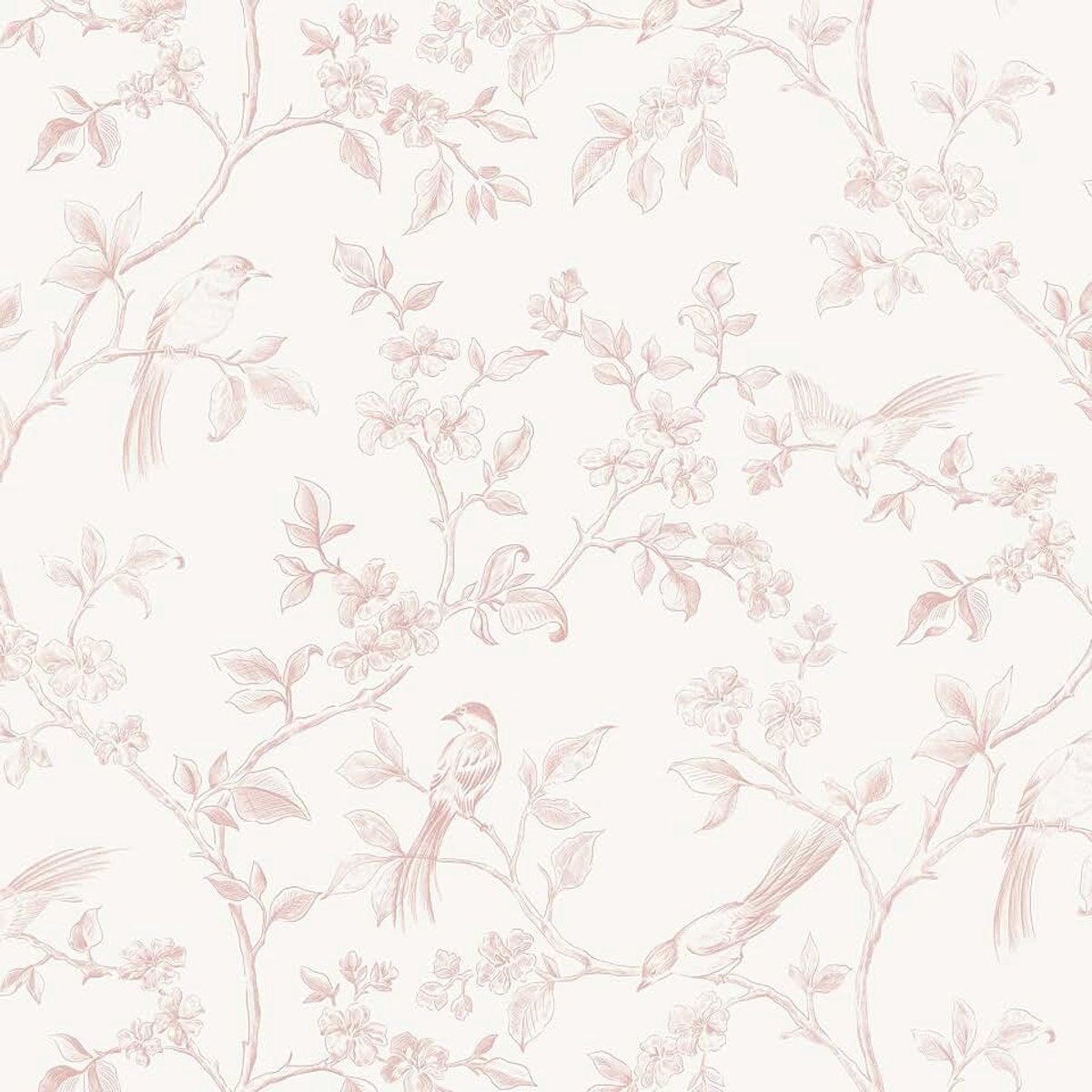 Behang vogels bloemen behang roze plakfolie meubels waterdicht vinyl meubelfolie 44 cm x 10 m muurbehang voor slaapkamer woonkamer keuken