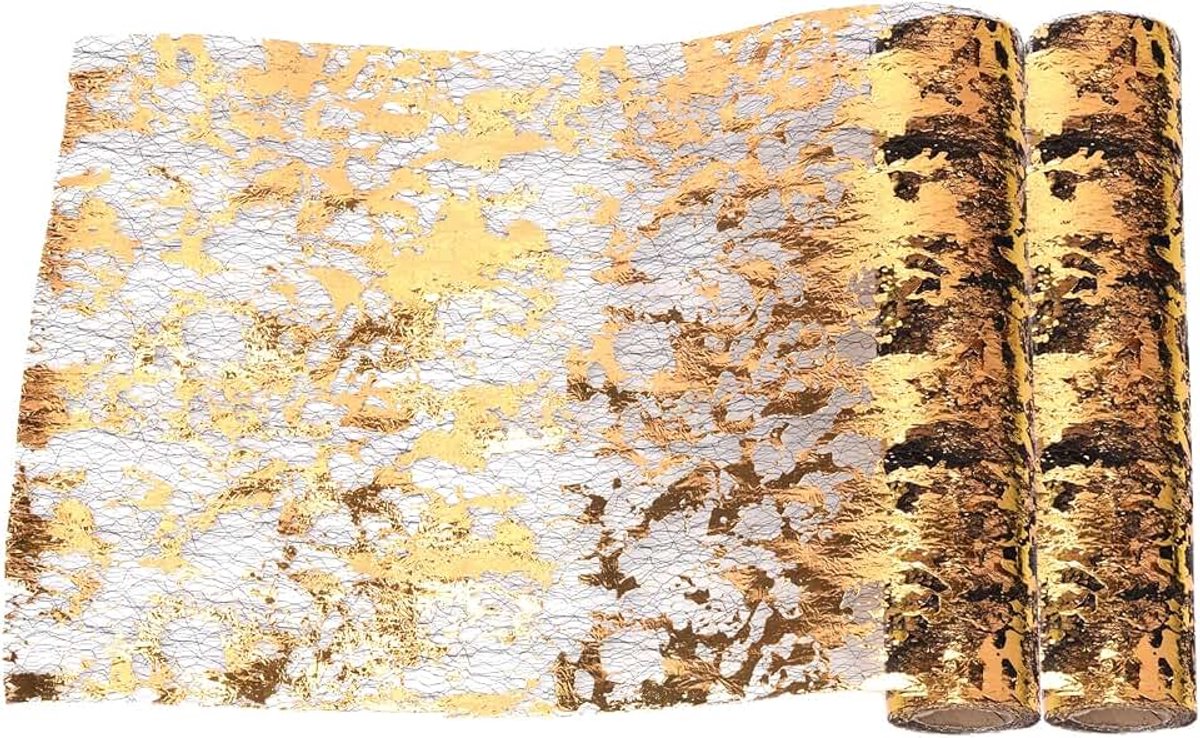 2 stuks glitter metallic tafelloper, 28 cm x 2,7 meter dunne mesh sprankelende tafelkleden sprankelende rechthoekige loper rol voor bruiloft bruidsdouche Kerstmis baby verjaardagsfeestje