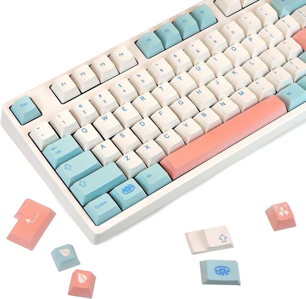 Noel GMK Toetsdoppen, PBT Cherry-profiel, sublimatie kleurstof, toetsdoppen met UK, DE, IT, FR, ES Supplement toetsdoppen voor mechanische toetsenborden met MX Switch ISO/ANSI-lay-out (135 ISO