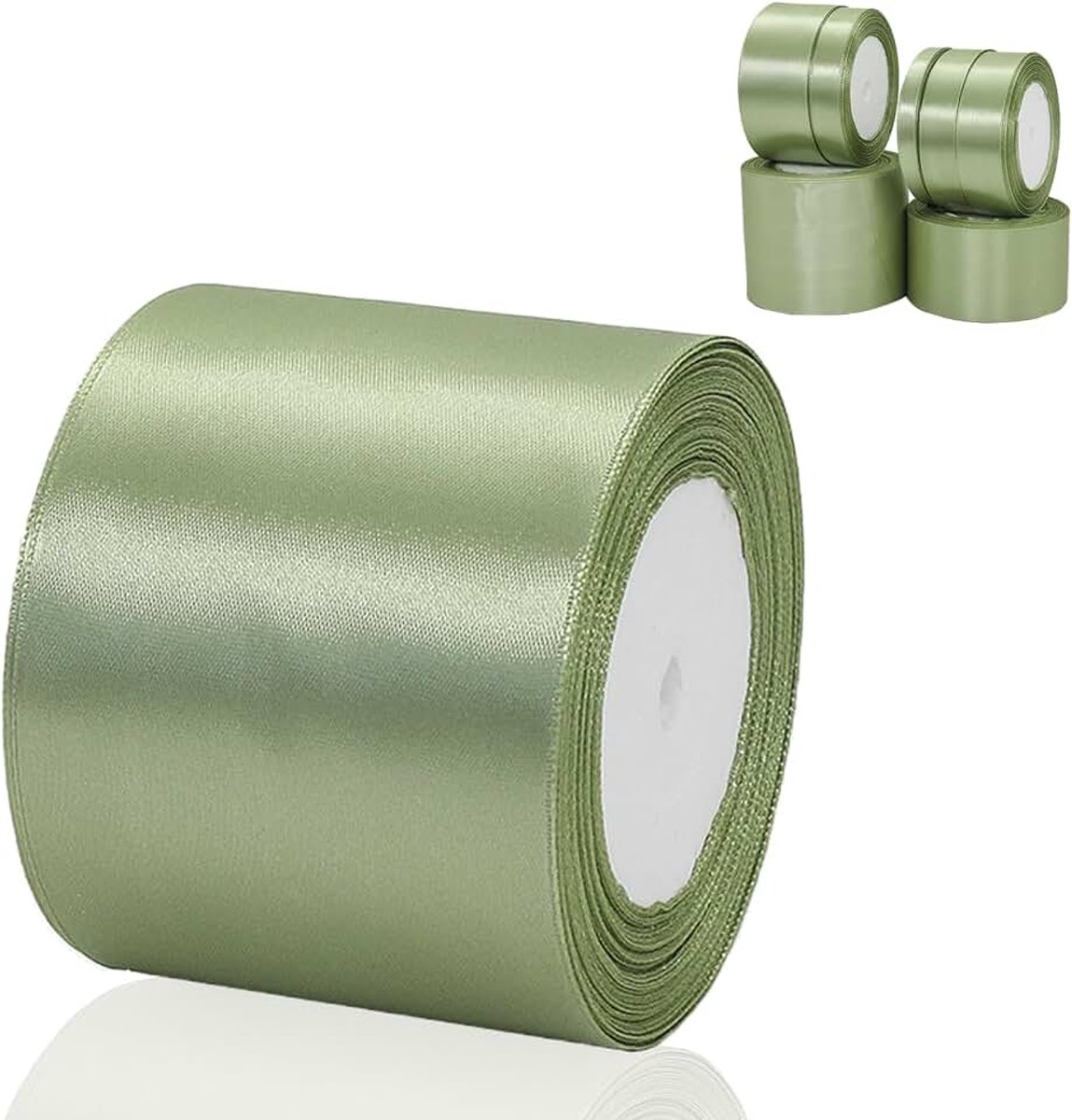 23m satijnen lint geschenklint saliegroen 75mm breed, rouwlint strikkenband satijn decoratielint geschenkverpakking deco lint stoffenlint voor Halloween, Kerstmis, bruiloft, doop, verjaardag