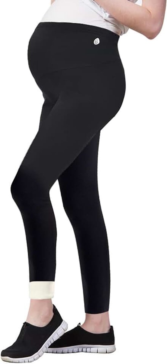 Beifon Zwangerschapslegging voor dames, thermische winterlegging met hoge taille, gevoerd, zwangerschapsmode, ondoorzichtig, zwangerschapslegging voor thuis, yoga, sport, zwart, XL