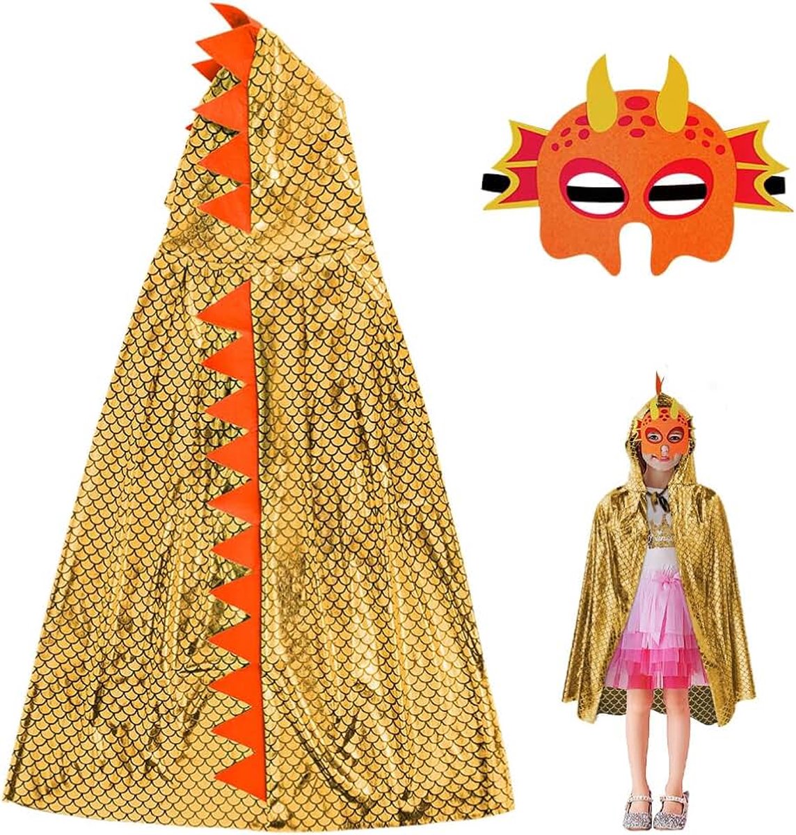 Dinosaur Cape, Dinosaur Carnival Cloak, Children's Cosplay Carnival Costume Cloak met masker, Dinosaur Cape voor rollenspel, Halloween-themafeest, verjaardagsfeestje, maskeradekostuums