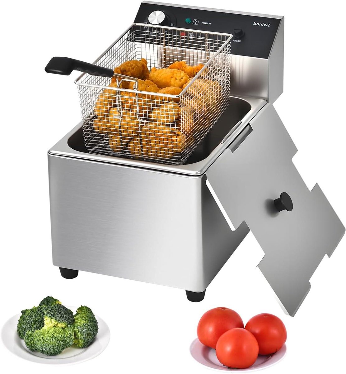 Friteuse met mand - Frituurpan - Lekkere snacks - Grote capaciteit - 8 Liter - Zilver