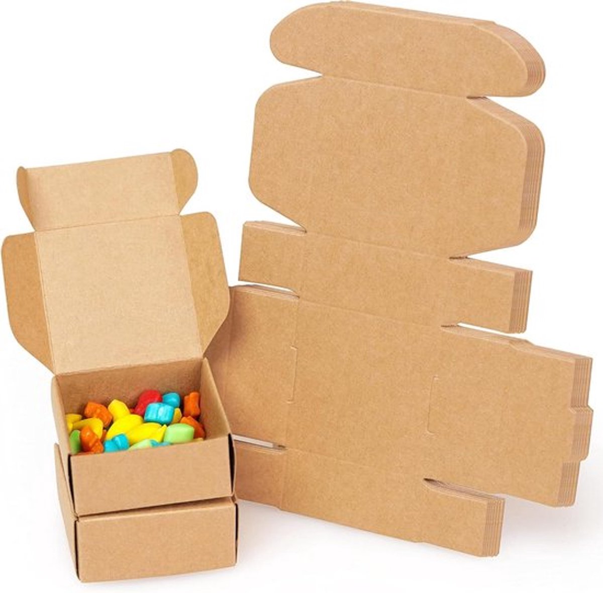 Cadeaudozen Bruin Kraft - Verpakkingen Doosjes - Feestelijke Geschenkjes - Eenvoudig Te Vouwen - 50 Stuks - Bruin