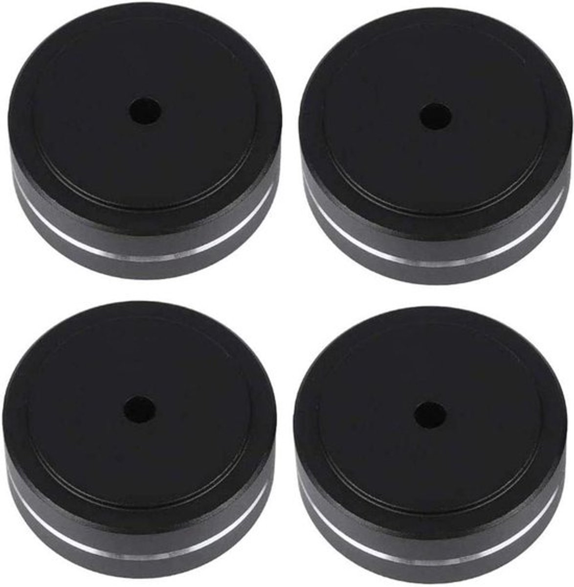 Luidspreker Isolatie Voeten Pads - Aluminium - Schokabsorptie - 40x15mm - Audio Versterker - Geschikt voor Speaker - Zwart - 4 Stuks.
