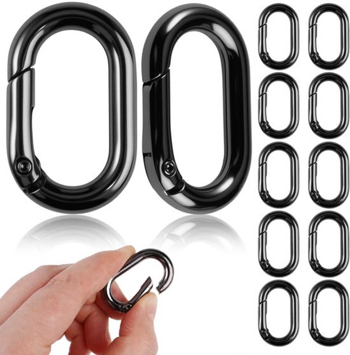 Karabijnhaak - 10 Stuks - Ovale Mini-Karabijnhaken