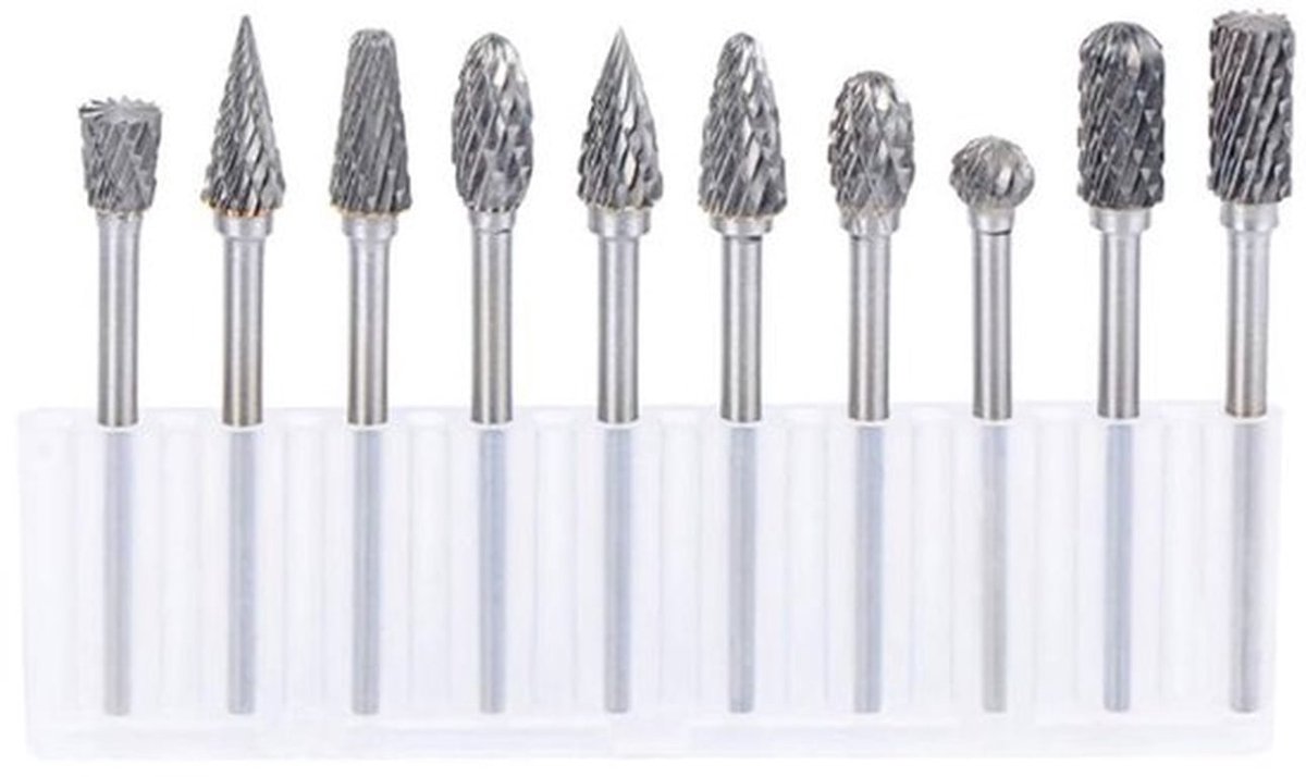10 stks Dubbele Cut Wolfraam Staal Bramen Set - Voor Rotary Tools - 1/8 inch Schacht - Perfect voor Metaal en Steen - Professionel
