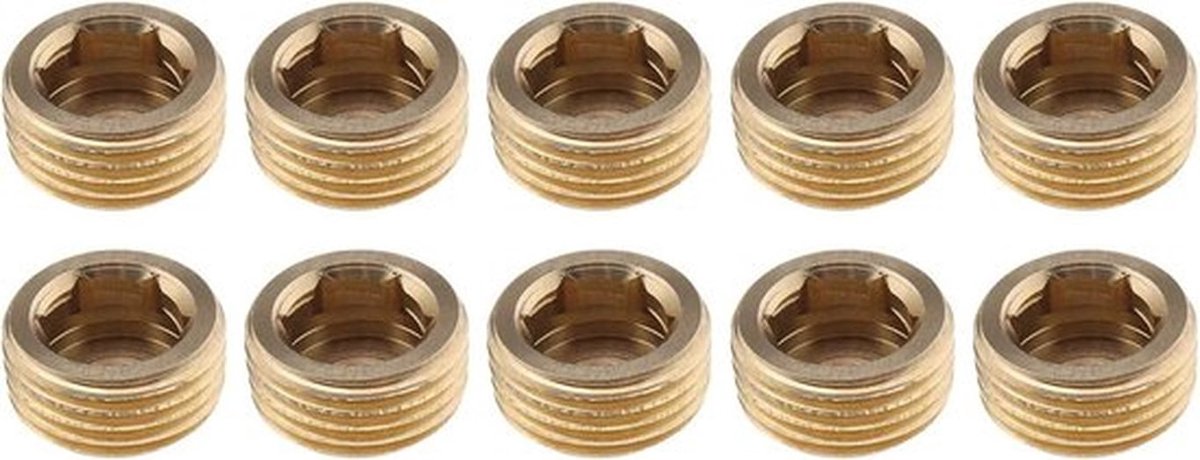 Messing Adapter - Zeskant Kop - 1/2 inch - Verbindingsstuk - Zonnewaterleiding - Buitendraad - Binnenschroefdraad - Goudkleurig - Geschikt voor Tupe Slang