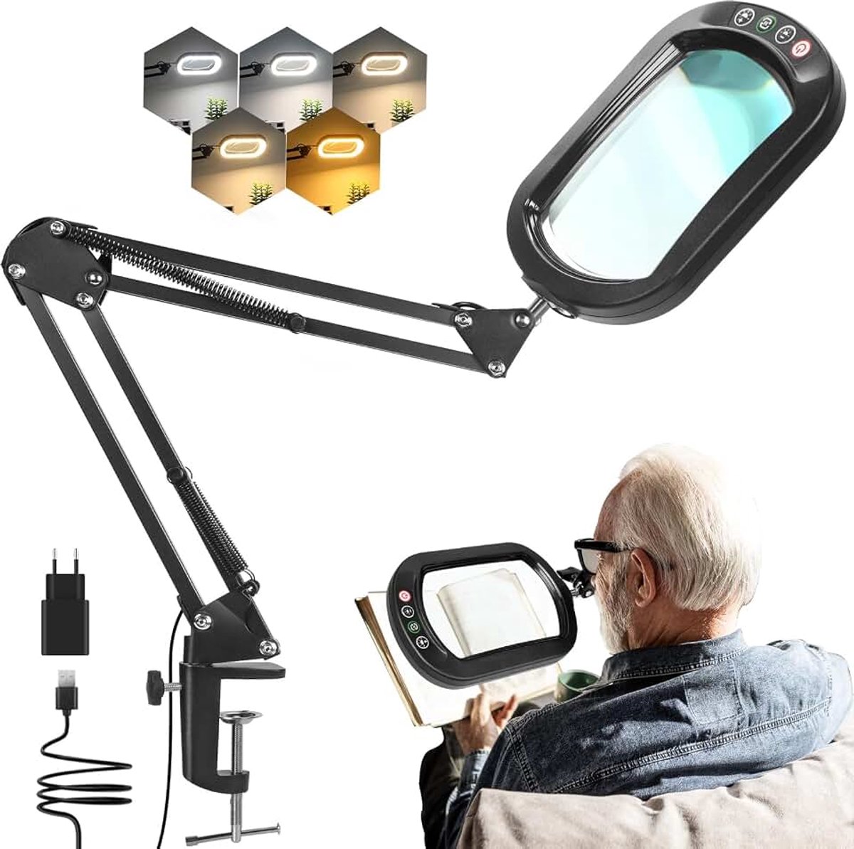 Vergrootglas met licht vergrootlamp